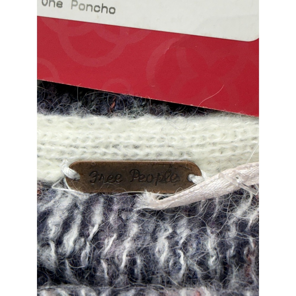 Free People Be The One Poncho Sweater Womens L Blue Cowl Neck Fringe OB454203 - Picture 8 of 16
